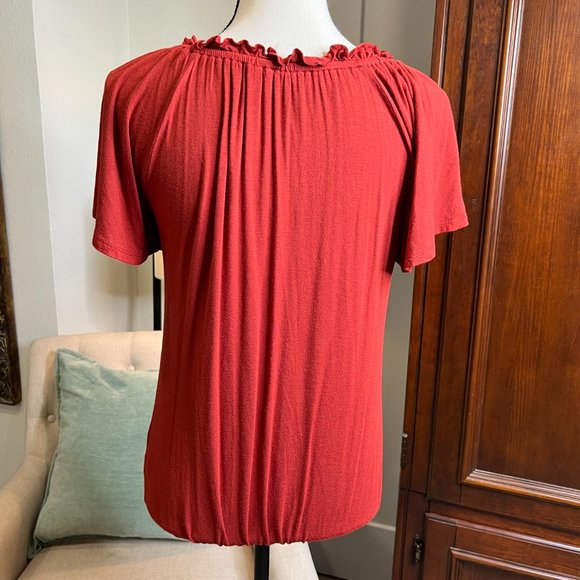 Dante Malan Short Sleeve Scoop Neck Elastic Hem Top Burnt Orange Small - Picture 5 of 7